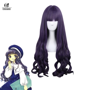 

ROLECOS Cardcaptor Sakura Cosplay Headwear Tomoyo Daidoji Synthetic Hair Long Purple Wave Curly Cosplay Hair 80cm / 31.39 inch