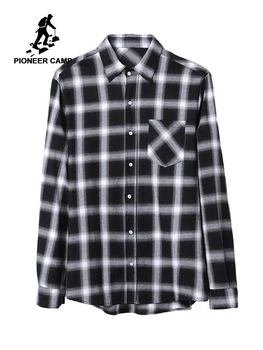

Pioneer Camp 100% Cotton Plaid Men Shirt Long Sleeve Casual 2019 Spring Autumn Checked Shirts For Men Comfort Clothes ACC901174