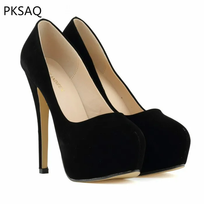 

Spring Summer Women Fashion Ladies Nightclud Waterproof Wedding Party Sexy Super High Thin Heels Flock Pumps Shoes Size 35-42