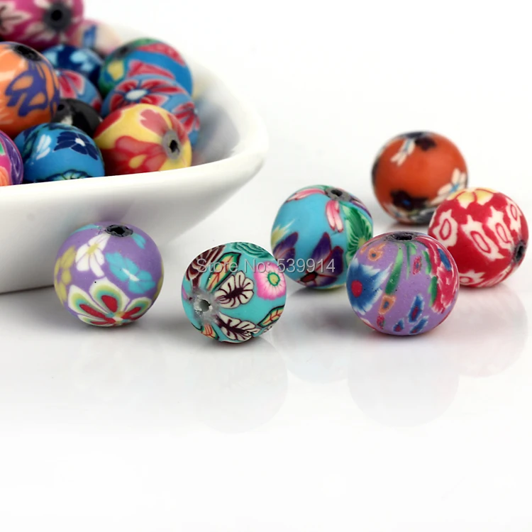 couleur mélangée Lot 20 Perles en pate polymère faites à la main 8mm