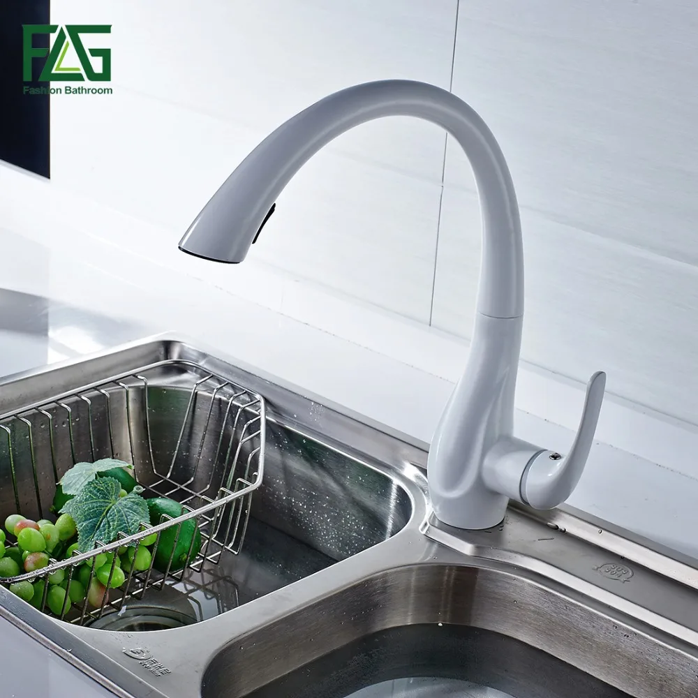 Spring Style White Kitchen Faucet Pull Out Brass Sprayer Swivel Spout Hot Cold Water Tap Sink Mixer Free Shipping Israel | Обустройство