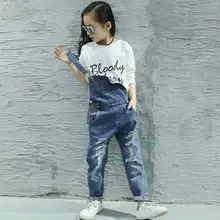 Комбинезон для девочек; комбинезон для детей; джинсовые комбинезоны для малышей; коллекция года; сезон осень-лето; рваные джинсы для девочек