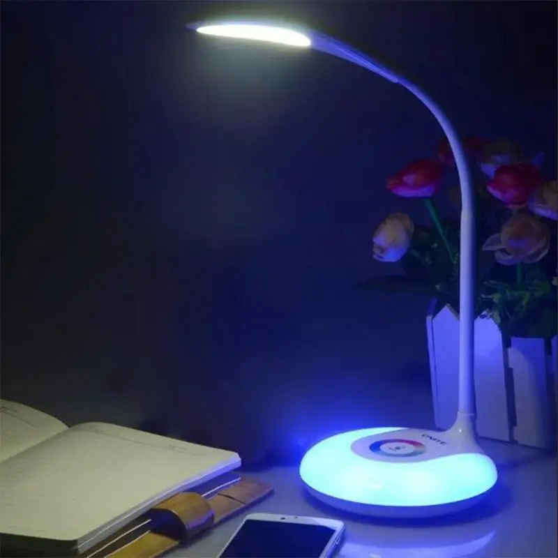 

USB Touch Rechargeable LED Control Table Desk Lamp 3 Modes Dimmable Colorful Atmosphere Night Light for Home Bedroom