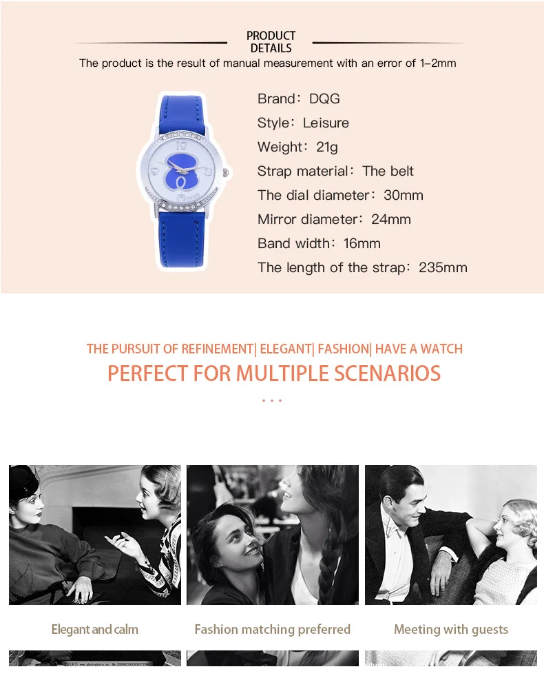 DQG Брендовые женские часы Роскошные Кожаные полосы цифровой медведь Циферблат платье наручные часы дамы подарок кварцевые наручные часы feminino