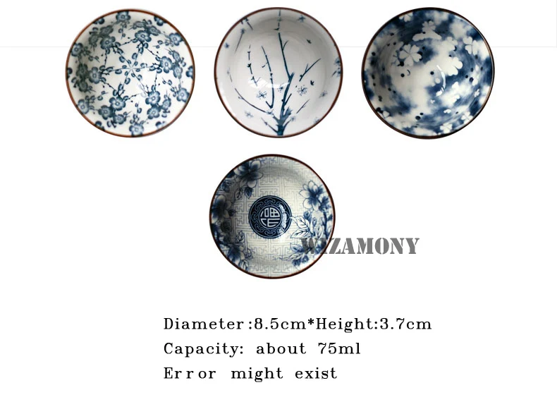 WIZAMONY посуда для напитков китайский чайный набор кунг-фу чайная чашка чашки ручная роспись синий и белый керамический фарфор для Пуэр Улун чай