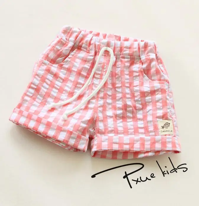 Новые универсальные классические клетчатые шорты для девочек, детские свободные хлопковые клетчатые штаны, одежда, 1 предмет - Цвет: Розовый