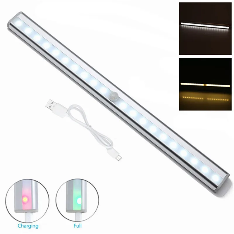 cheap USB Rechargeable 20 LED Under Cabinet Light PIR Motion Sensor Light For Closet Wardrobe Cupboard Kitchen Stair Step Night Light