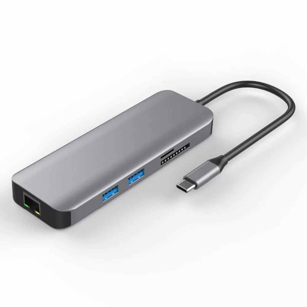 

Type C HDMI HUB USB C 4K HDMI Adapter 3.5mm Earphone Jack RJ45 SD USB 3.0 Thunderbolt Dongle for newest laptop or smartphone