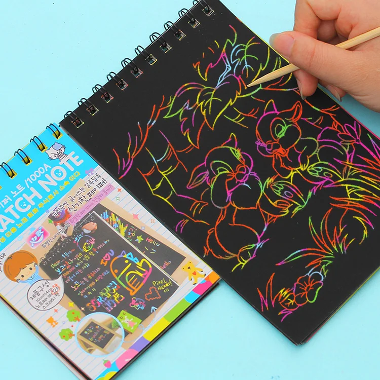 

12 pcs Children's paintings Magic scraping graffiti handmade DIY Coloring Cards Scraping Drawing Toys for Children