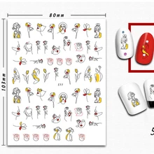 1 лист ногтей водяные наклейки для ногтей наклейки s черная линия Красочные абстрактные изображения ногтей переводные наклейки слайдер Z0146