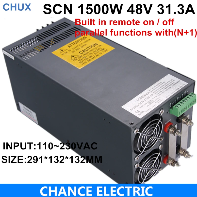 

Ce Cetified 48v 31.3A Switching Power Supply 1500w for cnc cctv led light SCN-1500-48