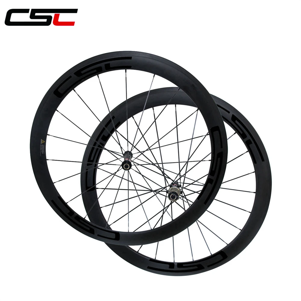 Flash Deal CSC 25mm Wide U Shape 50mm Tubular Carbon Bicyle Road Wheels Novatec AS511SB FS522SB hub Mac aero CN 424 sapim cx ray Spokes 1