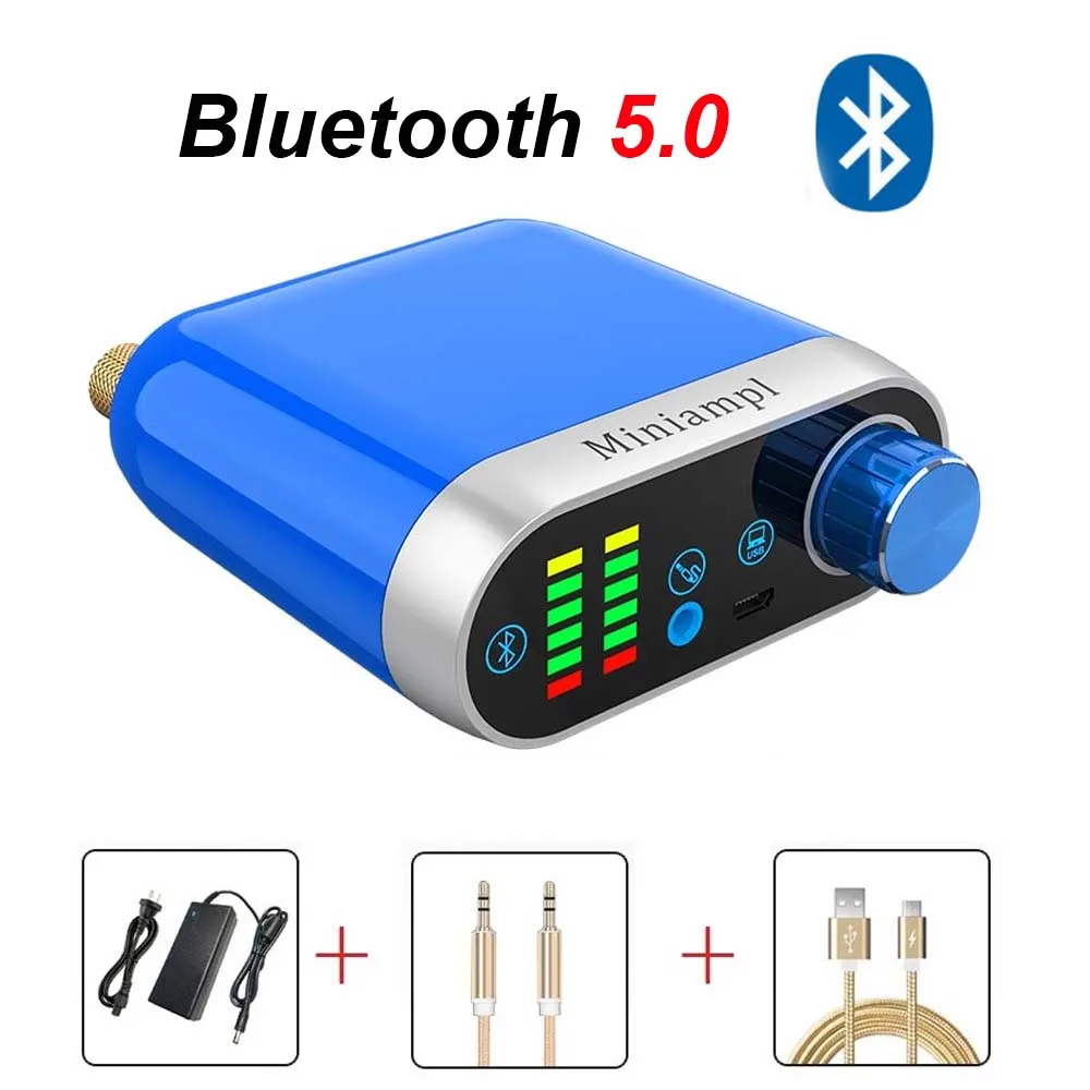 

HiFi Mini Bluetooth 5.0 MP3 Player Wireless Audio Receiver Class D Digital Amp USB Sound Card 50W*2 Home audio Support AUX/USB