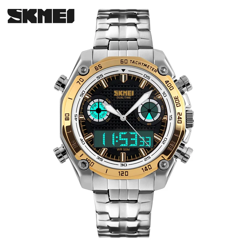 Prix pour SKMEI Marque Hommes Numérique Montre-Bracelet De Mode Sport Électronique À Quartz Mâle Montres En Acier Inoxydable Double Affichage Montres Relogi Prix pour SKMEI Marque Hommes Numérique Montre-Bracelet De Mode Sport Électronique À Quartz Mâle Montres En Acier Inoxydable Double Affichage Montres Relogi