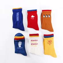 Южная Корея Harajuku стиль дамы трубки креативные три цвета носки хлопковые носки