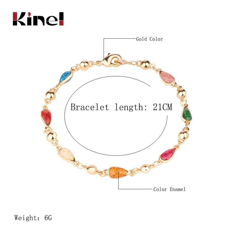 Kinel Colorful Enamel Woman Jewelry Set Fashion Dubai Gold Drop Earrings Necklace Bracelet Vintage Wedding Jewelry Wholesale - Image 6