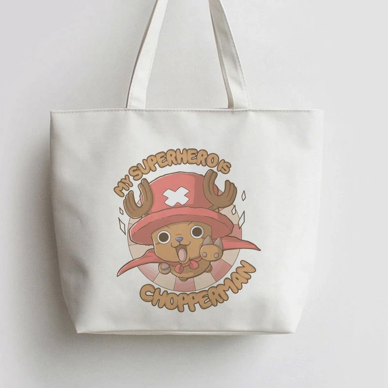 

One Piece Anime Chopperman Copper Japanese Anime Canvas Tote bags Cartoon Shopping bag Shopper Grocery Bag GA852