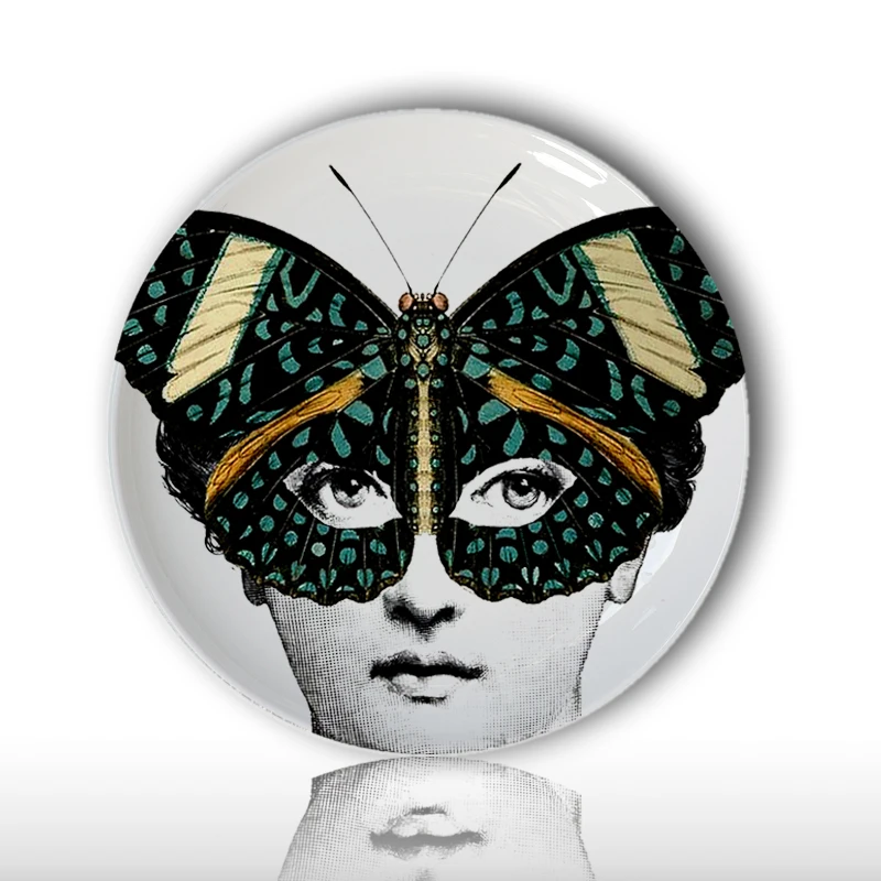 

wholesale 2019 fashion style Milan Fornasetti Plates decorative wall hanging craft plates for home/hotel/hall/Restaurant decor