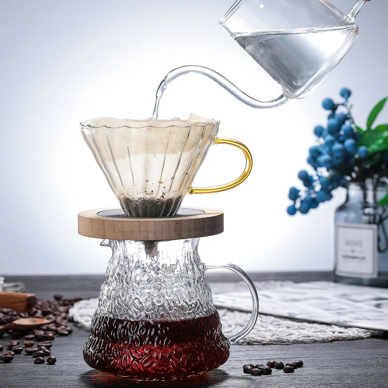 V60 стеклянный кофейник для заваривания фильтр графин ручной капельный чайник