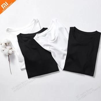 

Xiaomi Mijia Men's spring bottoming shirt cotton t-shirt white compassionate solid color t-shirt home