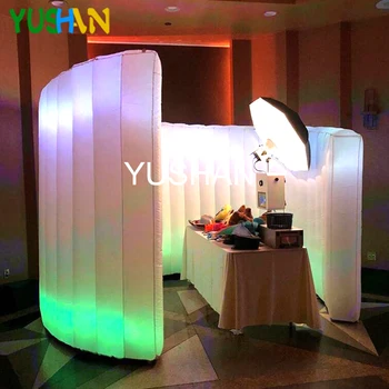 Online 3m Music Strip Inflatable Photo Booth Spiral Wall Backdrop With LED Color Change By Music Rhythm & Air Blower LED Wall For Party