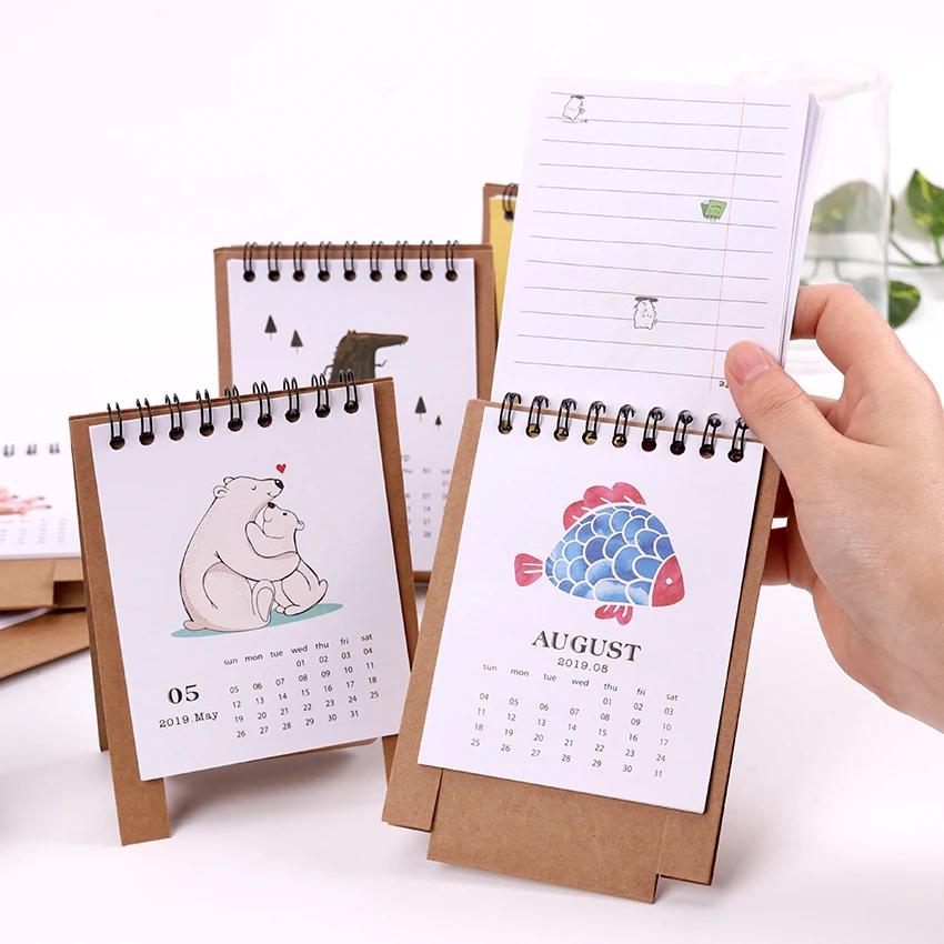 

Mini Cartoon Animals Series Desktop Paper Calendars Learning Memo Schedule Table Planner Yearly Agenda Organizer