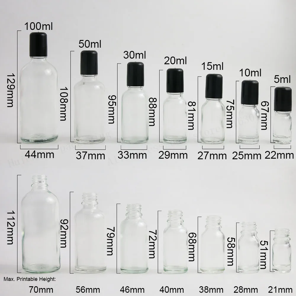 5 мл 10 мл 15 мл 20 мл 30 мл 50 мл 100 мл прозрачные Стекло в роликовой бутылке 1/6OZ 1/3OZ 1/2OZ 1OZ Стекло шарик ролика контейнеров