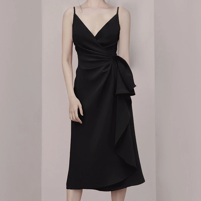 INDRESSME, новинка, Vestidos, женские платья на тонких бретелях, без рукавов, v-образный вырез, открытая спина, асимметричные, с оборками, бодикон, вечерние, Клубные платья