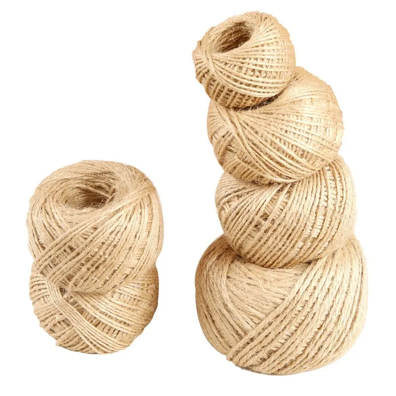 1mm-4mm/Roll Natural Textured Burlap Twine Cord Hemp Rope For Party Wedding DIY Gift Wrapping Cords Thread LYQ