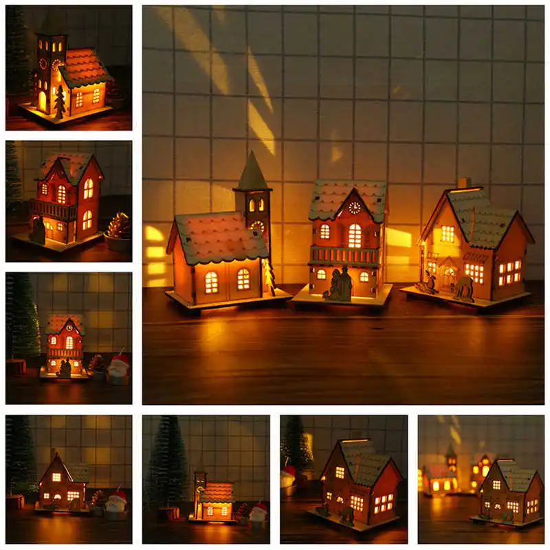 Festival Led Light Wood House Christmas Tree Decorations For Home Hanging Ornaments Holiday Nice Xmas Gift Wedding Navidad #2n6 (34)