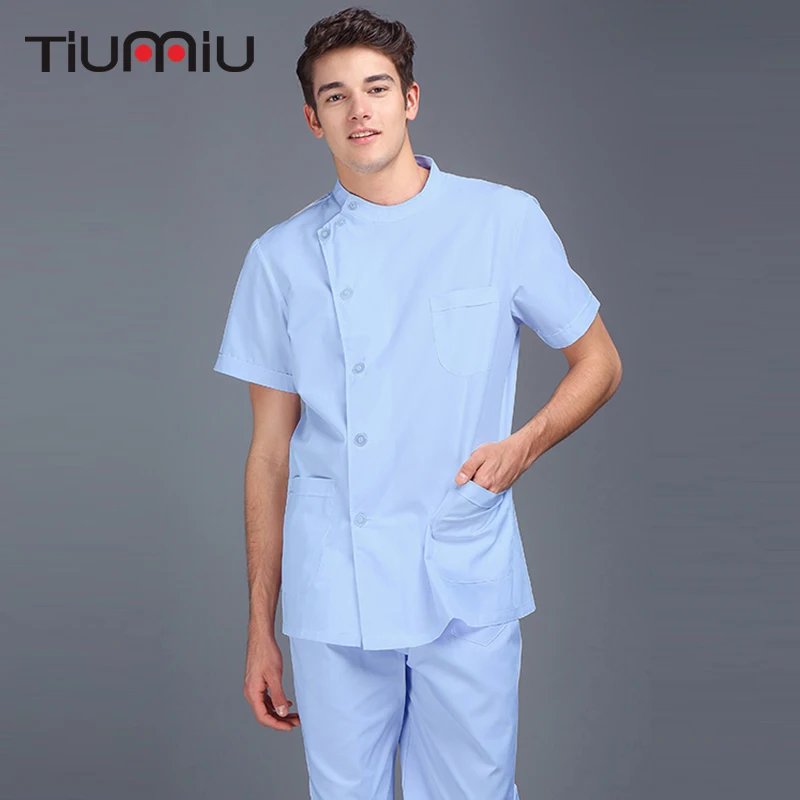 

Men Scrub Tops Doctor Nurse Uniform Homme Hospital Surgical Jacket Medicos Medical Lab Coat Workwear Wholesale High Quality Tops