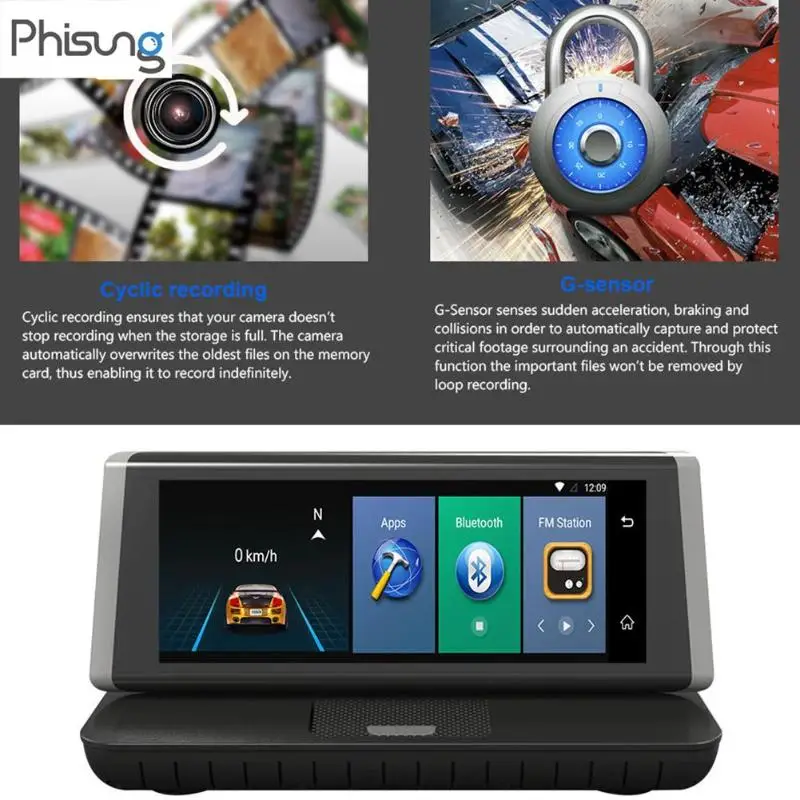 Phisung E02, 8 дюймов, Автомобильный видеорегистратор HTouch, 4G, WiFi, Android 5,1, Full HD, 1080 P, Автомобильный видеорегистратор, камера, видео регистратор, gps, ADAS, двойной объектив, видеорегистратор