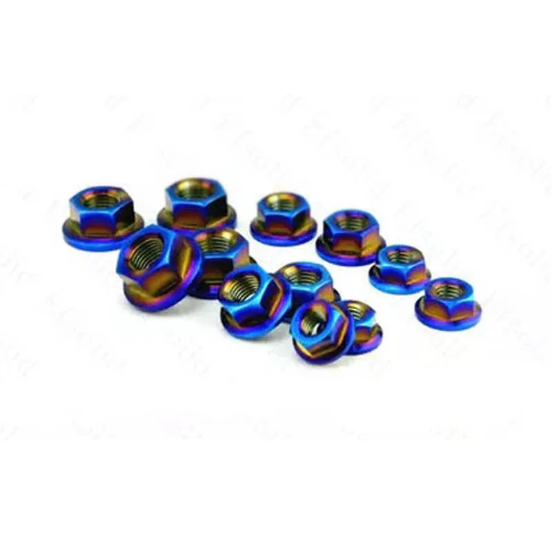 

M6 M8 M10 M12 M14 Titanium Flange Nut Bluing Nuts For Motorcycle 1PCS