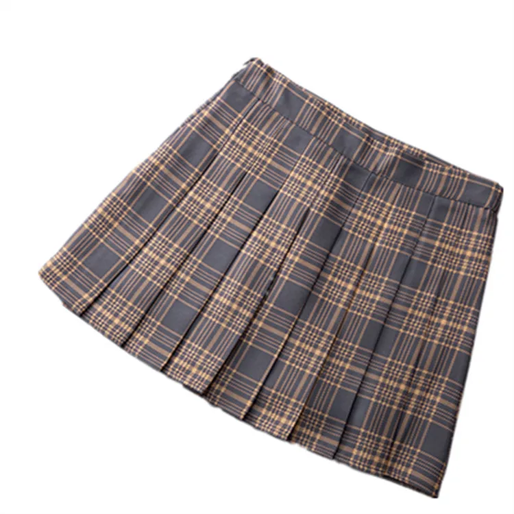 Harajuku, плиссированные юбки в клетку для школьниц, женская летняя коллекция, Kpoo Ulzzang, Сексуальная мини-юбка с высокой талией для девушек, Tumblr - Цвет: light yellow