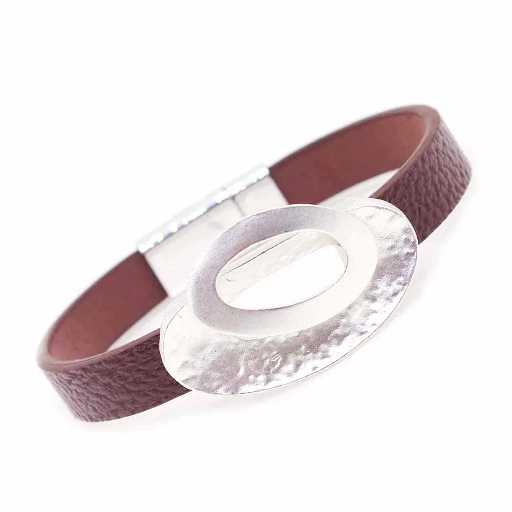 D& D нео-готический модный очаровательный кожаный браслет для женщин Femme крутая застежка браслеты и браслеты магнит металл - Окраска металла: 1