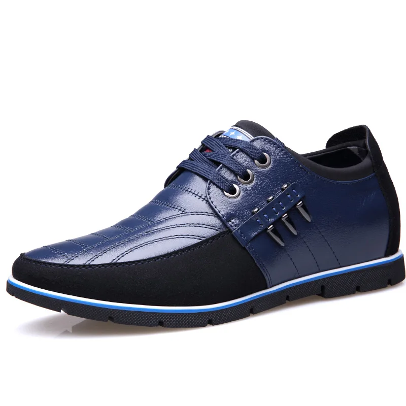 Misawla/Новинка; весенняя обувь, увеличивающая рост; Мужская обувь из натуральной кожи; брендовая черная Молодежная Обувь На Шнуровке; высокое качество; обувь для вождения; Hombre - Цвет: Leather blue