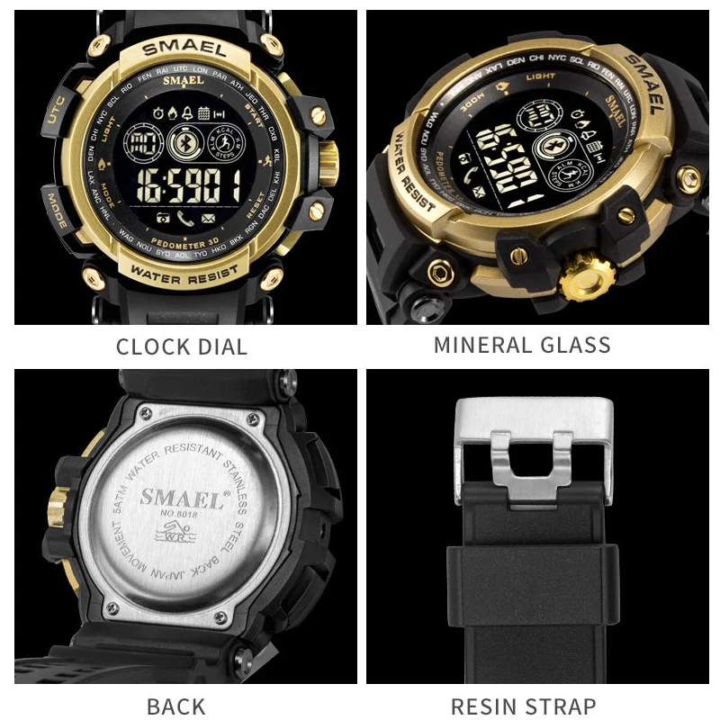 SMAEL Top Brand Men Smart Sport Watches Stopwatch Digital LED Electronic Clock Man Military Bluetooth Watch Relogio Masculino