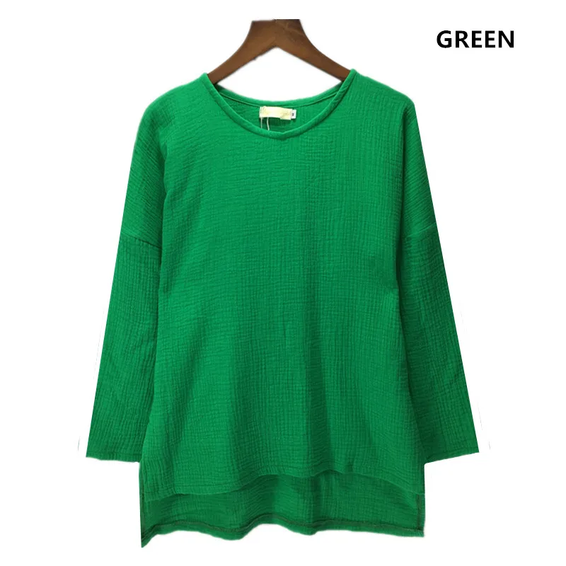 Женские повседневные хлопковые льняные рубашки топы, рубашки с длинным рукавом, женские топы Blusas Camisas Femininas, одежда размера плюс S-5XL 6XL - Цвет: Зеленый