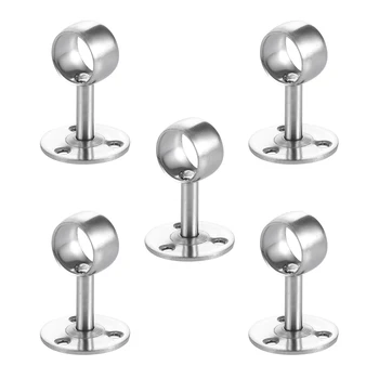 

5 PCS Closet Pole Socket Round Shape 22mm Diameter Stainless Steel Coloset Pole Socket for Closet Curtain