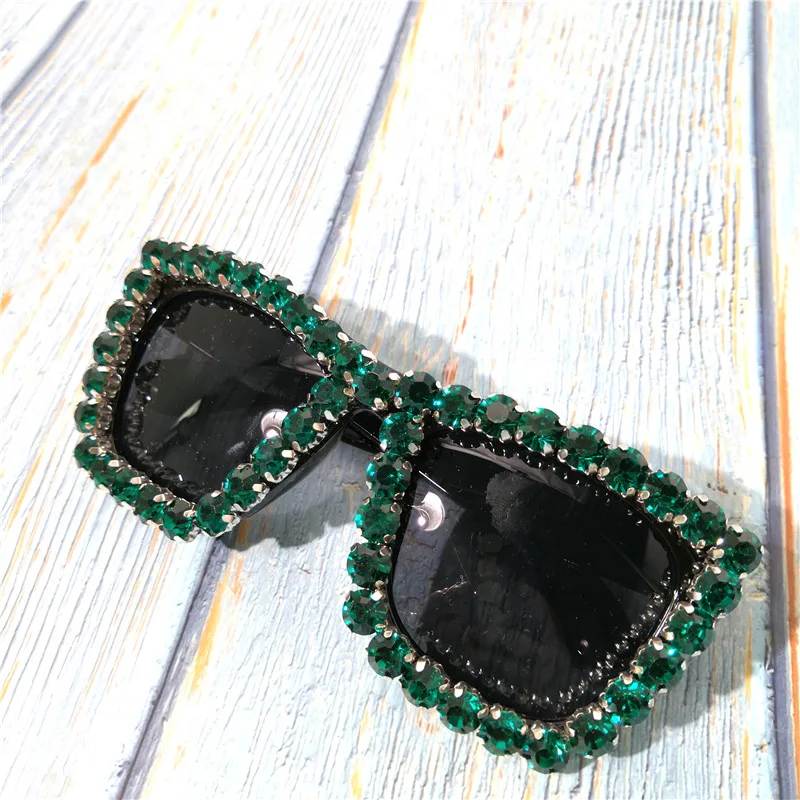 

New punK Sunglasses Women Square bling Sun glasses frame gradient luxury brand designer ladies green glasses UV400 FML
