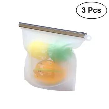

3pcs Storage Bag 1000ML Functional Silicone Slide Reusable Vacuum Sealed Bag Fresh Bag for Freezer Food Storage
