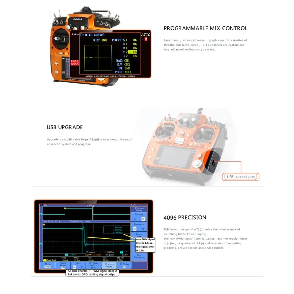 radiolink AT10 II 2,4 ГГц 12CH передатчика радиоуправляемой модели к компьютеру с R12DS приемник PRM-01 Напряжение возврата модульная батарея для радиоуправляемого квадрокоптера RC