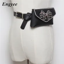 Engyee, модная Женская поясная сумка, черная, маленькая, Дамская, с бантом, на ремне, сумки из искусственной кожи, поясная сумка, стильная поясная сумка, бум, сумки для телефона, bolso