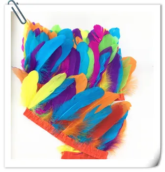 

New!10yard/lot colorful Goose feather ribbons/strips/scarf 15-20cm beautiful goose feather plumes for DIY Party Craft decoration