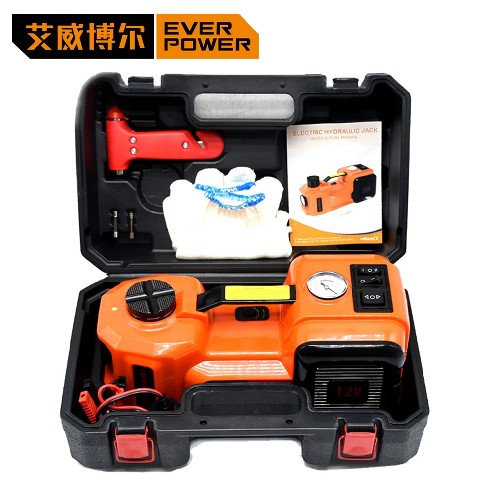 

Everpower Electric Hydraulic Floor Jack Lifting Tool 3 in 1 Set 12V 5.0 Ton Whole Set of Car Repair Tool Kit Electric Car Jacks
