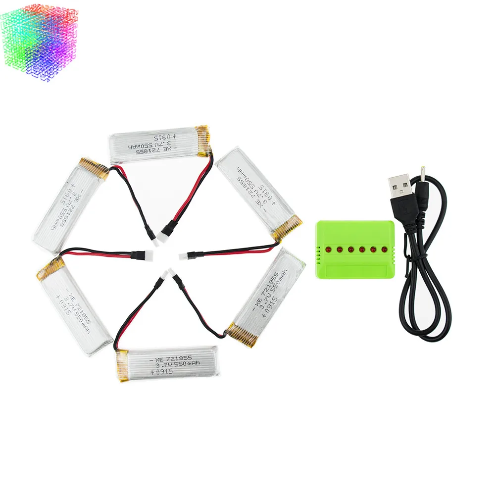 6 шт. Q282G JJRC H37 3 7 в 550 мАч Lipo батарея Wltoys V977 V930 V988 зарядное устройство для батарей