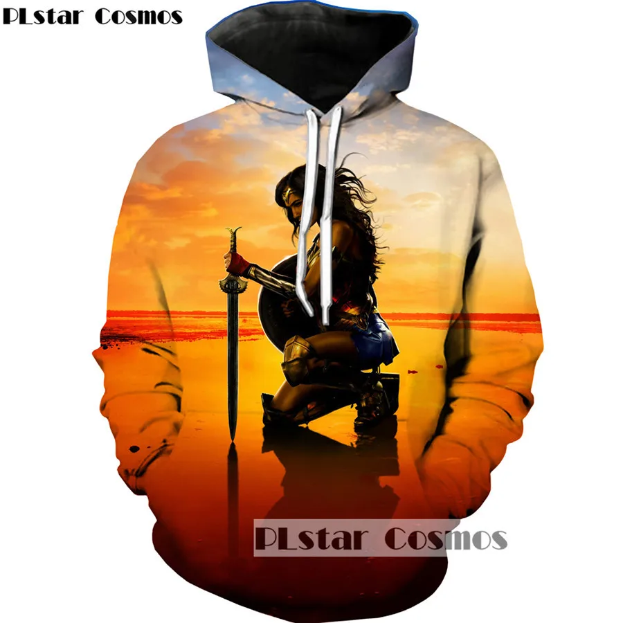  PLstar Cosmos Creative 3D Superhero Printed Hoodie Wonder Woman Print Hoodies Women Princess spring