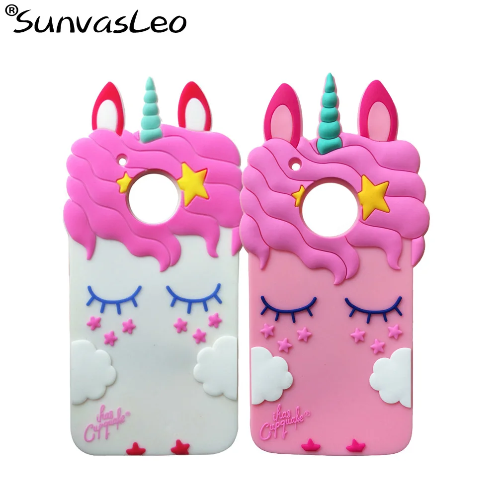 

For Motorola Moto G5 / G5 Plus 3D Silicone Case Pretty Unicorn Cartoon Soft Rubber Silicon Mobile Phone Cover Skin Shell Fundas