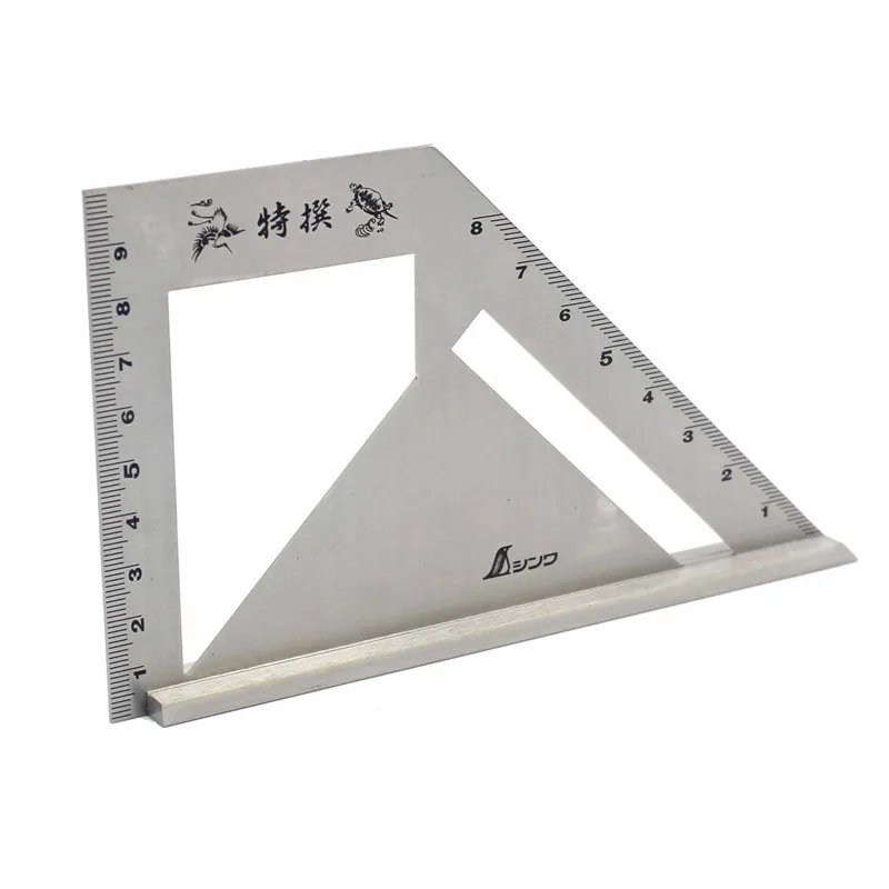 SHINWA Multi-Function Woodworking Square 45 degree 90 degree line angle Ruler Stop Type regulation