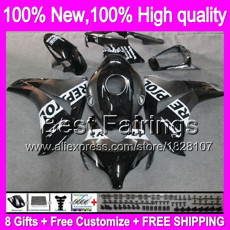 

Fairing For HONDA CBR 1000RR CBR1000 RR Repsol 08 09 10 11 40B137 Black grey CBR1000RR 1000 RR 2008 2009 2010 2011 08-11 +decal